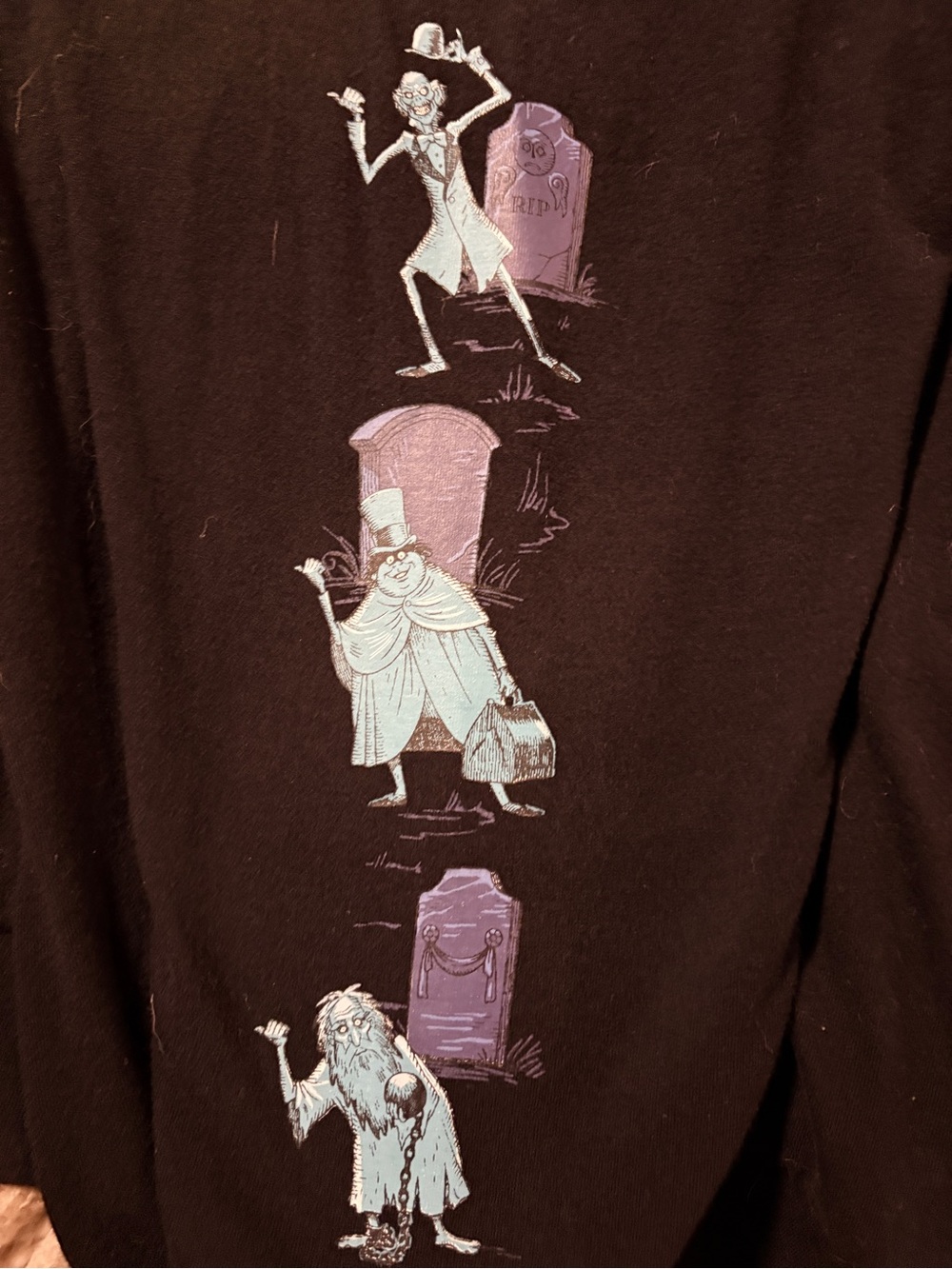 Disney Black Capris with Purple and Blue Haunted Mansion Hitchhiking Ghosts